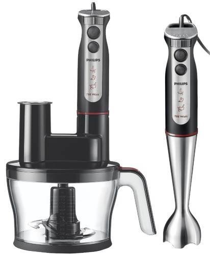 Philips HR1377/90 Pure Essentials Collection Frullatore ad Immersione con Accessorio Robot da Cucina 700 W, Barra in Metallo