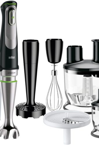 Il frullatore ad immersione Braun Minipimer MultiQuick 9 MQ 9087X Gourmet e tutti i suoi accessori